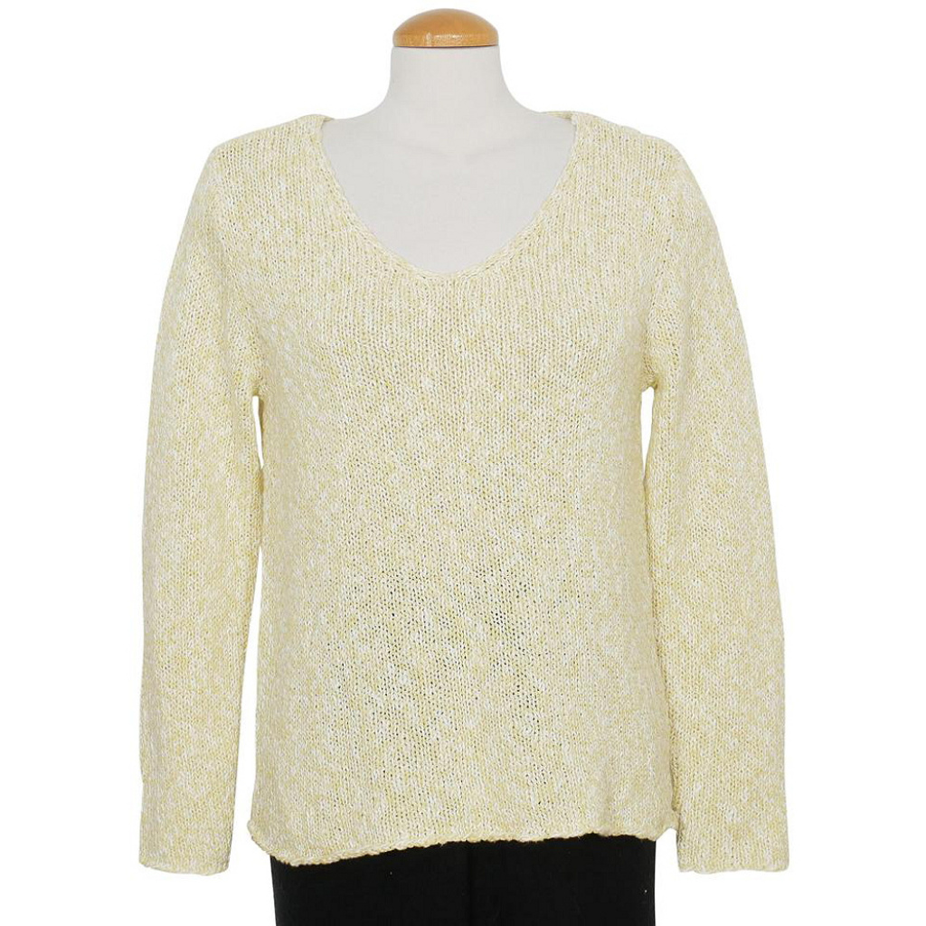 Yellow Cotton Nubble Marled Boxy Sweater M